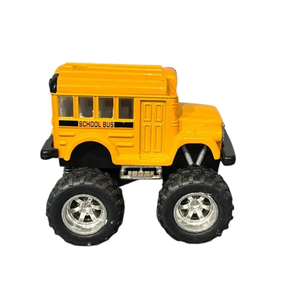 Two Diecast Pull Back & Rsce Vehicles: Kinsmart Hummer & School Bus